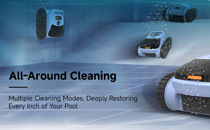 (2025 New) Automatic Pool Vcuum, Cordless Robotic Pool Cleaner, Wall Climbing, Waterline Cleaning, 165 Min Runtime for Above Ground & Inground Pools Up to 2080 sq.ft
