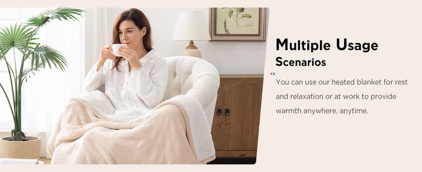 Westinghouse Electric Blanket King, Heated Blanket King Size with 10 Heating Levels and 1 to 12 Hours Heating Time Settings, Flannel to Sherpa Reversible, Machine Washable (90" x 100", Beige)