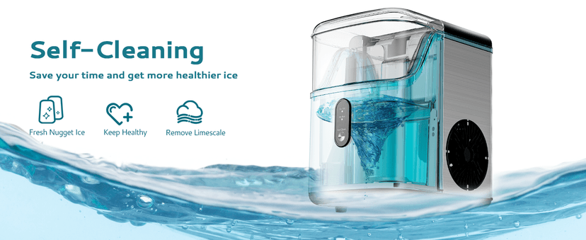 EUHOMY Nugget Ice Makers Countertop, Pebble Ice Maker Machine with 35lbs/24H Soft Ice, Self-Cleaning Sonic Ice Maker with Ice Scoop&Basket, Pellet Ice Maker for Home/Kitchen/Office(Stainless Steels)