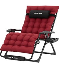 UDPATIO Oversized Zero Gravity Chair 33In XXL Patio Reclining Chair with Cushion, Outdoor Folding Recliner with Pillows|Cup Holder|Foot Rest|Padded Headrest, Black, Support 500LB