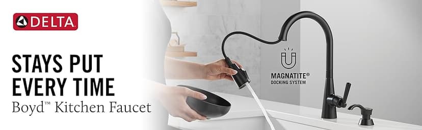 Delta Boyd Brushed Gold Kitchen Faucet with Pull Down Sprayer and Soap Dispenser, Modern Single Hole Kitchen Sink Faucet, Single Handle, Champagne Bronze 19893Z-CZSD-DST