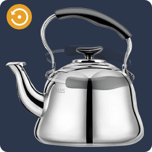 Tea Kettle Stovetop Whistling Teakettle ClassicTeapot Stainless Steel Tea Pots for Stove Top with Heat-resistant Folding Handle Mirror Finish, 2 liters