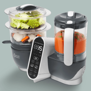 Babymoov Duo Meal Station Grey: Multi-Speed Baby Food Maker Steamer and Puree Blender, Baby Food Processor that warms & defrosts (Nutritionist Approved)