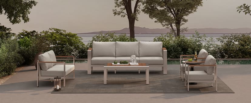 Aluminum Outdoor Patio Furniture Set with Coffee Table, 5 Piece Patio Conversation Sets with Washable Thick Cushions, Outdoor Sectional Furniture Set for Porch, Balcony, Deck, Yard, Graphite