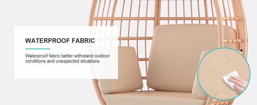 ZENPETIO Oversized Egg Chair, Indoor Outdoor Lounger with 4 UV Resistant Cushions, Storage Bag, All-Weather Wicker Egg Lounger Chair for Patio, Backyard, Living Room, 370lbs Capacity - Brown