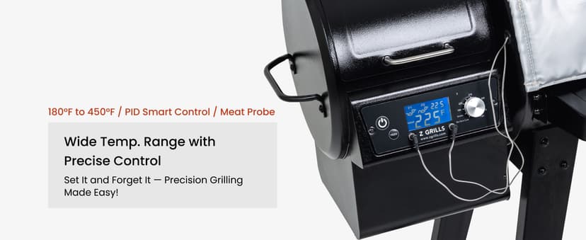 Z GRILLS ZPG-450A Wood Pellet Grill & Smoker with PID V2.1 Controller, 450 Sq in Cook Area, Meat Probe, 8 in 1 BBQ Grill Outdoor Auto Temperature Control, Black