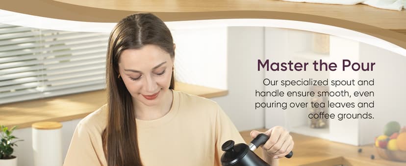 COSORI Electric Gooseneck Kettle with 5 Temperature Control Presets, Pour Over Kettle for Coffee & Tea, Hot Water Boiler, 100% Stainless Steel Inner Lid & Bottom, 1200W/0.8L