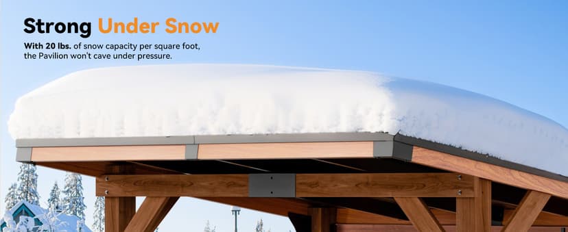 Modern Shade The Aura Cedar Wood Entertainment Bar Center, Wood Gazebo Grill Pavilion with Shelves & Paper Towel Holder, Grill Gazebo with Hardtop Steel Roof,TV Mount, Power Strip for Patio, Garden