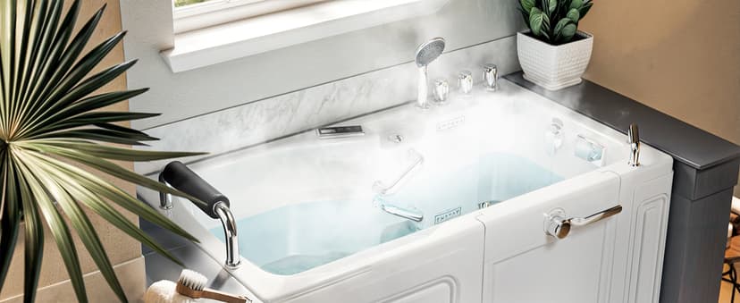Empava Walk in Tub, 54" Whirlpool Bathtub with 12 Air & 13 Water Jets, Heated Massage Soaking Tub, 20% Wider Outward Swing Door, Right Drain,Walk-In Bathtub for Seniors, Acrylic