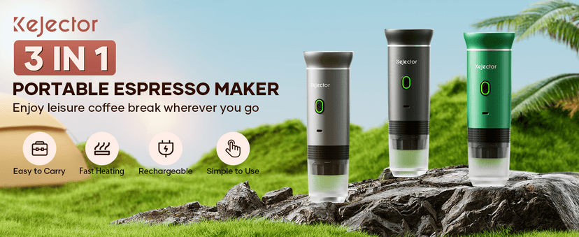 kejector Portable Coffee Maker Espresso Machine for Travel Nano Car Coffee Maker Compatible with Ground Coffee & NS Capsule for RV, Hiking Camping Office, Travel Espresso Maker Electric Gray