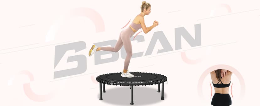 BCAN 450LBS/550LBS Foldable Mini Trampoline, 40"/48" Fitness Trampoline with Durable Bungees, Stable & Quiet Exercise Rebounder for Adults,Great Mini Trampoline for Indoor/Garden Workout - 2