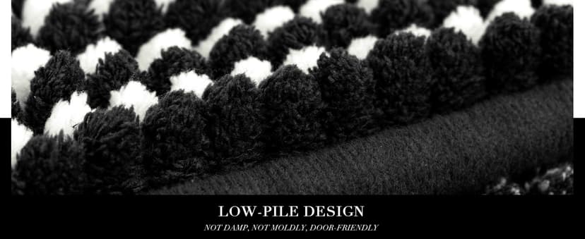 BSICPRO Bathroom Rugs Sets 3 Piece, Toilet Rugs U-Shaped Contour Bath Mat Set, Striped Absorbent Non Slip Chenille Shower Mats for Bathroom, Black