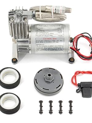 Universal 150 PSI Horns Heavy Duty Onboard Air Compressor, Replacement for Truck/Car Train Horn/Suspension/Ride/Bag kit/System and All 12v Vehicles like Semi/Pickup Trucks, Silver 1/4