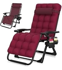 Suteck Zero Gravity Chair, Reclining Camping Lounge Chair w/Removable Cushion, Upgraded Lock and Cup Holder, Reclining Patio Chairs Folding Recliner for Indoor and Outdoor