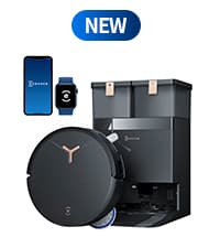 ECOVACS DEEBOT X8 PRO OMNI Robot Vacuum and Mop, 18000Pa, OZMO ROLLER Instant Self-Washing Mopping, 167℉ Hot Water Mop Washing, Auto Cleaning Solution Adding, Hot Air-Drying, Self-Emptying, Black