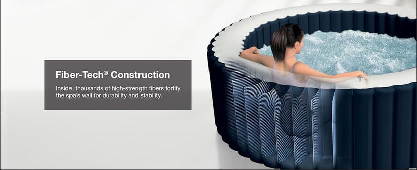 INTEX 28431EP PureSpa Plus Bubble Massage Spa Set: Includes Energy Efficient Spa Cover – 2 Contoured Headrest – LED Light – 6 Person Capacity – 85" x 28"