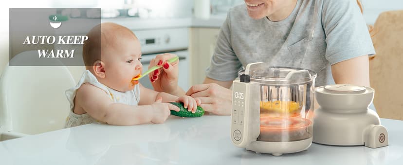 Auto Baby Food Maker, Glass Baby Food Mills, Baby Blender & Steamer and Puree Maker with Auto Cooking, Easy Cleaning, Dishwasher Safe, Cook at Home, Touch Screen Control