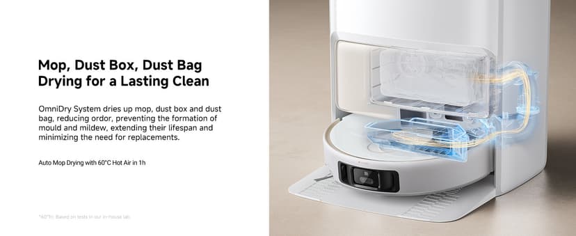 Mova V50 Ultra Complete Robot Vacuum and Mop Self-Cleaning, 24,000 Pa Suction, Liftable Navigation with Obstacle Overcoming and Warm Water Mopping with DuoSolution System Designed for Pets, White