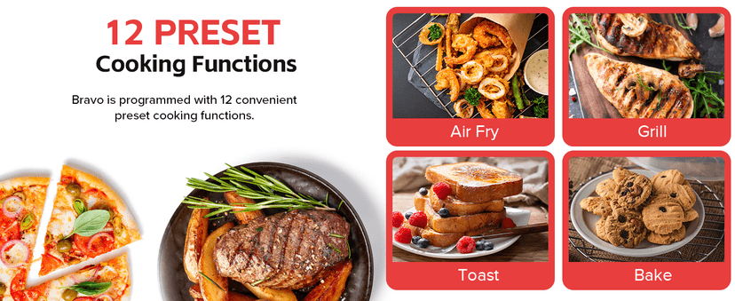 Nuwave Bravo Air Fryer Toaster Smart Oven, 10-in-1 Countertop Convection, 1800 Watts, 21-Qt Capacity, 50°-450°F Temp Controls, Top and Bottom Heater Adjustments 0%-100%, PFAS Free, Stainless Steel