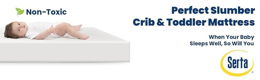 Serta Perfect Slumber Dual Sided Crib and Toddler Mattress - Waterproof - Hypoallergenic - Premium Sustainably Sourced Fiber Core -GREENGUARD Gold Certified (Non-Toxic) -7 Year Warranty - Made in USA