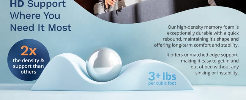 ViscoSoft 3 Inch Memory Foam Mattress Topper Queen - Select High Density Ventilated Mattress Pad - Premium Removable Rayon Cover