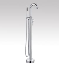 WOODBRIDGE 59" Acrylic Freestanding Bathtub Contemporary Soaking White Tub with Matte Black Overflow and Drain,B0016 -MB-Drain &O