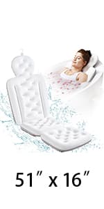 Full Body Bath Pillow for Bathtub, Thick Bathtub Cushion with Laundry Bag, Luxury Tub Pillow for Bath for Headrest Neck and Back Support White 51" x 16"
