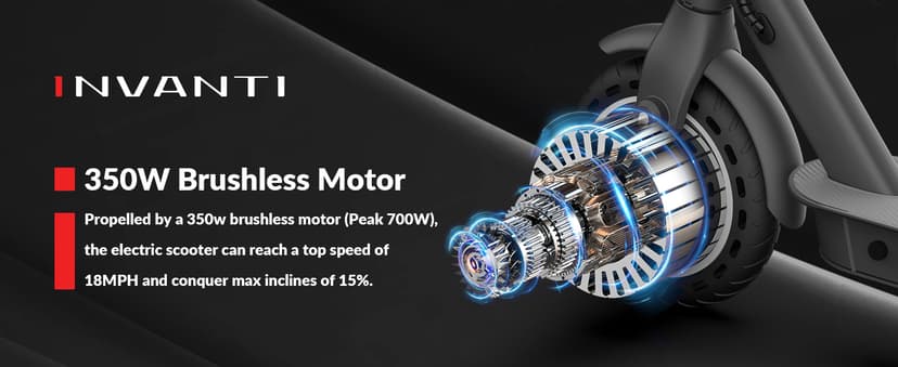 E30 Electric Scooter with Smart APP, 19.9 Miles Range & 18 MPH, 350W Motor, 8.5" Solid Tires, Rear Suspension and Turn Signals, Foldable Electric Scooter for Adults and Teens