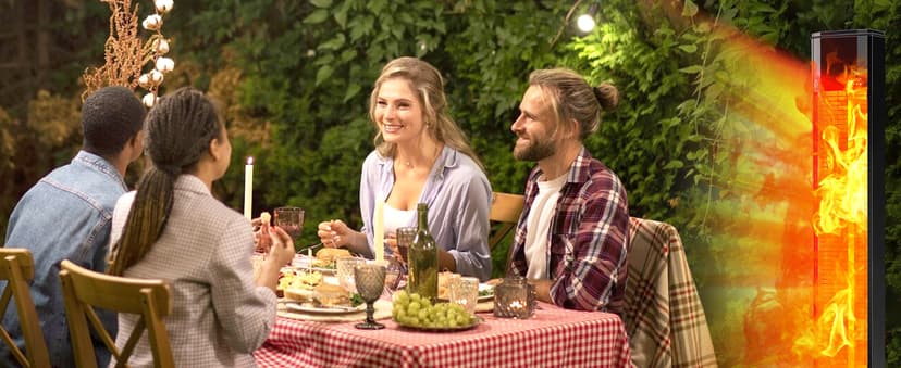 Outdoor Electric Patio Heater, Haimmy 42in Infrared Heater with Remote, 9 Heat Levels, 9H Timers, 1500W Instant Heating, Safety Lock, Tip-Over & Overheat Protection, IPX5 Waterproof Tower Space Heater