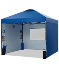 10'x10' Pop Up Canopy Tent with 1 Sidewall and 6 Pockets, One Push Setup, Instant Shade Tent with Vented Roof for Beach Patio Outdoor, Case, 8 Stakes, 4 Ropes, 4 Sandbags (White)
