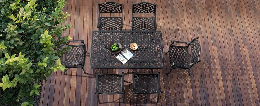 NUU GARDEN Bistro Set 3 Piece Outdoor Cast Aluminum Patio Bistro Set Patio Table and Chairs Set of 2 with Umbrella Hole and Gray Cushions, Black