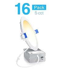 Ensenior 12 Pack 6 Inch LED Recessed Ceiling Light, Dimmable, 2700K-5000K 5CCT, 1200LM 12W 120V, High Brightness Canless Wafer Downlight - ETL&FCC&IC