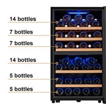 Wine Refrigerators,52-bottle Wine Fridge Cooler Freestanding Wine Refrigerator,(Bordeaux 750ml) Dual Zone Compressor Wine Cellar Chiller