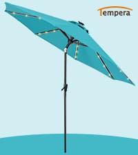 Tempera Patio Market Outdoor Table Umbrella with Auto Tilt and Crank,Large Sun Umbrella with Sturdy Pole&Fade resistant canopy,Easy to set