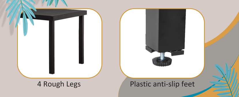 Outsunny 75" x 35" Outdoor Dining Table for 8 People, Rectangular Aluminum Frame Garden Table with All-Weather Faux Wood Top for Garden, Lawn, Patio, Black