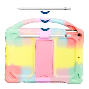 Kids Case for iPad 9th 8th 7th Generation,Shockproof Silicone Kids Cover for iPad 10.2 2021/2020/2019 with Handle Stand for New Apple iPad 10.2 inch(Rainbow)