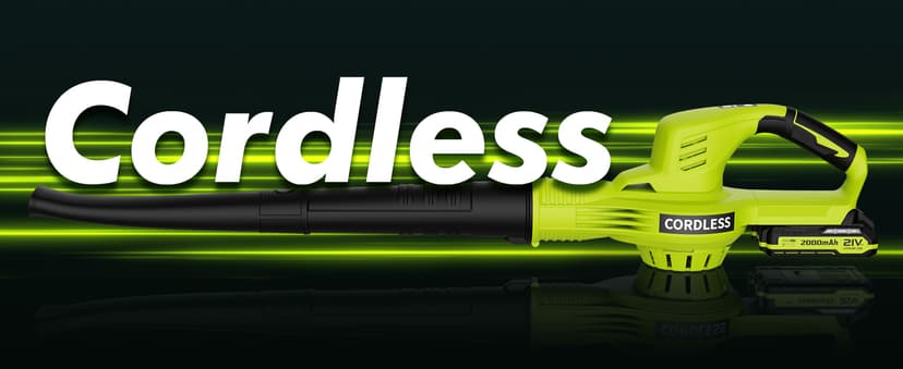 Leaf Blower Cordless - 21V Powerful Electric Leaf Blower with 2 Batteries and Charger, 2 Speed Modes, 2.0Ah Lightweight Battery Powered Leaf Blowers for Lawn Care, Patio, Dust, Blowing Leaves