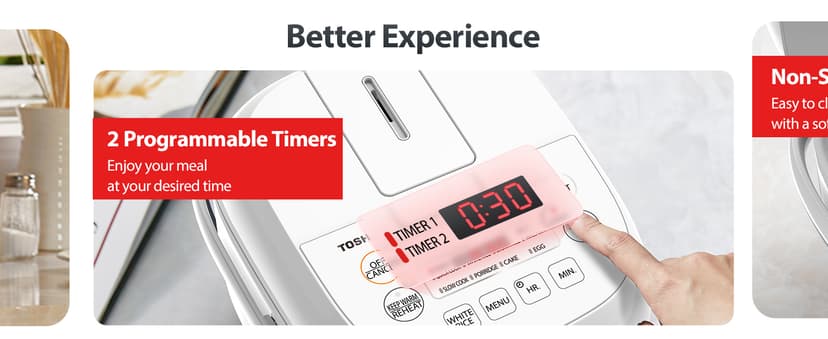 TOSHIBA Mini Rice Cooker, 3 Cups Uncooked Small Rice Cooker, Steamer & Warmer, With Fuzzy Logic And One-Touch Cooking, 24 Hour Delay Timer And Auto Keep Warm Feature, White