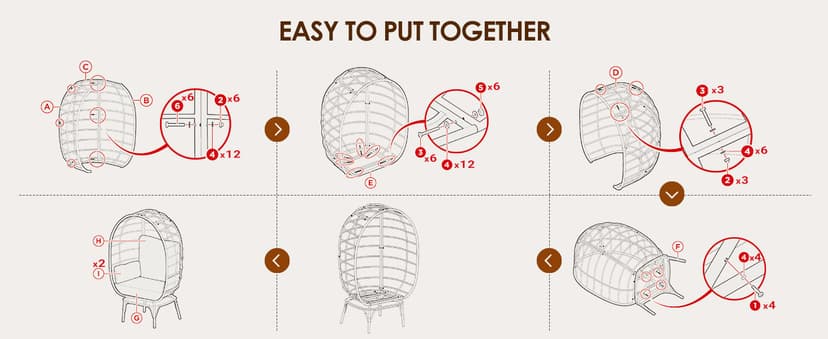 Oversized Wicker Egg Chair Set of 2, Outdoor Indoor Lounger with 4 Cushions, 440lb Capacity, Egg Basket Chair for Living Room, Backyard, Balcony, Patio, Black