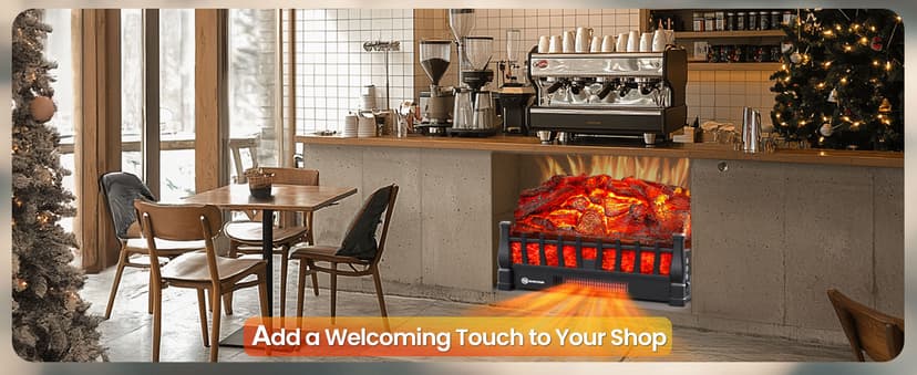 Electric Fireplace Logs Inserts Heater with Infrared Remote, 24 H Timer, 5 Flame Brightness, Thermostat, Overheating Protection for Home & Office