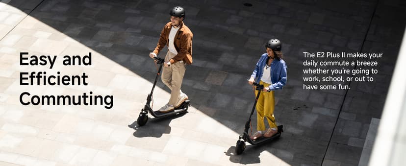 Segway Ninebot E2 Plus II/ E2 Pro Electric Scooter, 15.5 mph Top Speed, Front Suspension (E2P2 Only), Portable Kick Scooter for Adults, UL-2272 2271 Certified
