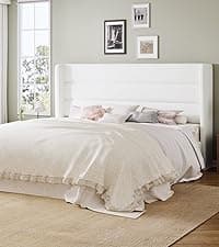 Allewie Queen Size Platform Bed Frame with Velvet Upholstered Wingback Headboard, No Box Spring Needed, Under Bed Storage Space, Strong Wooden Slats, Modern Mattress Foundation, Easy Assembly, White