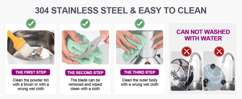 550g Grain Mill, 304 Stainless Steel Spice Grinder, 2000W High-speed Commercial Flour Mill, Superfine Flour Mill Grinder for Home, Grain Mill for Flour