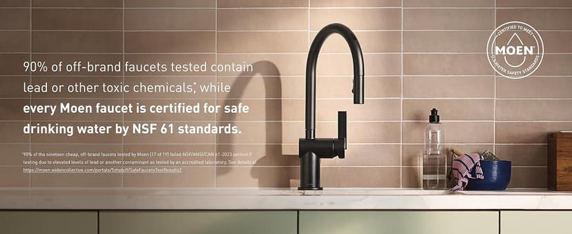 Moen Adler Chrome One-Handle High Arc Kitchen Sink Faucet with Power Clean, Modern Kitchen Faucet with Pull Down Sprayer, 87233