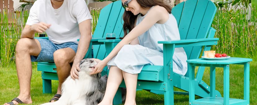 Ciokea Folding Adirondack Chair Wood Texture, Patio Adirondack Chair Weather Resistant, Plastic Fire Pit Chair with Cup Holder, Lawn Chair for Outdoor Porch Garden Backyard Deck (Teak)