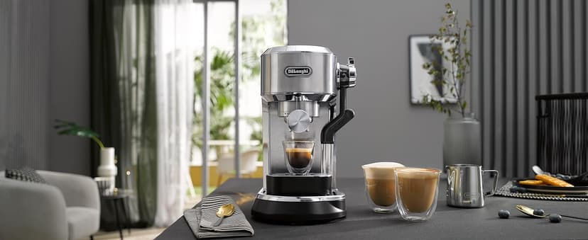 De'Longhi Dedica Maestro Plus Espresso Machine, Automatic Steam Wand, 3 Coffee Temp & Milk Foam Settings, 54oz Removable Tank, Easy-to-Clean Dishwasher-Safe Parts, Compact Stainless Steel Design