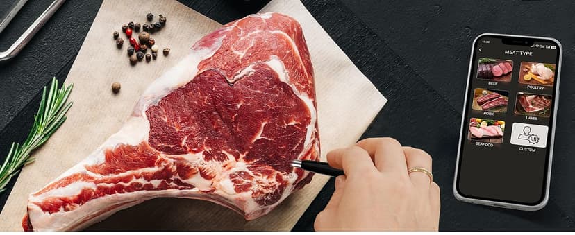 Smart Wireless Meat Thermometer 4 Probes, Bluetooth Food Thermometer, Remote Tracking and Real-Time Readings from Apps, for iOS and Android, for BBQ, Grill, Smoker