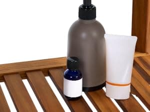 Premium 22" Teak Shower Bench with Handles, Waterproof Teak Shower Stool, Wooden Stool for Bathroom, Teak Wood Shower Bench Stool Seat Chair for Shower Storage Shelf, 300 Lbs Capacity