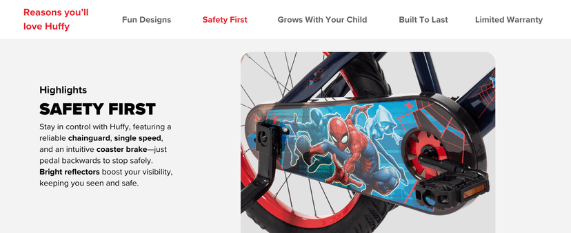 Huffy Disney and Marvel 12/16 Inch Boy's Bike for Kids, Multiple Color Options and Designs Available, Ideal for Ages 3+ Years Old, Removable Training Wheels, Adjustable Seat, Simple Coaster Brake