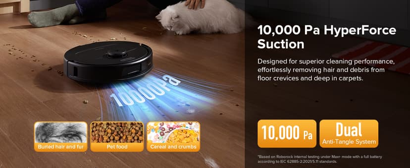 roborock QV 35S Robot Vacuum and Mop, All-in-one Vacuum Cleaner, 10,000Pa Powerful Suction, Self Emptying & Refilling, Self Mop Washing & Air Drying, Anti-Tangle Brushes for Home, Pet Hairs, Black